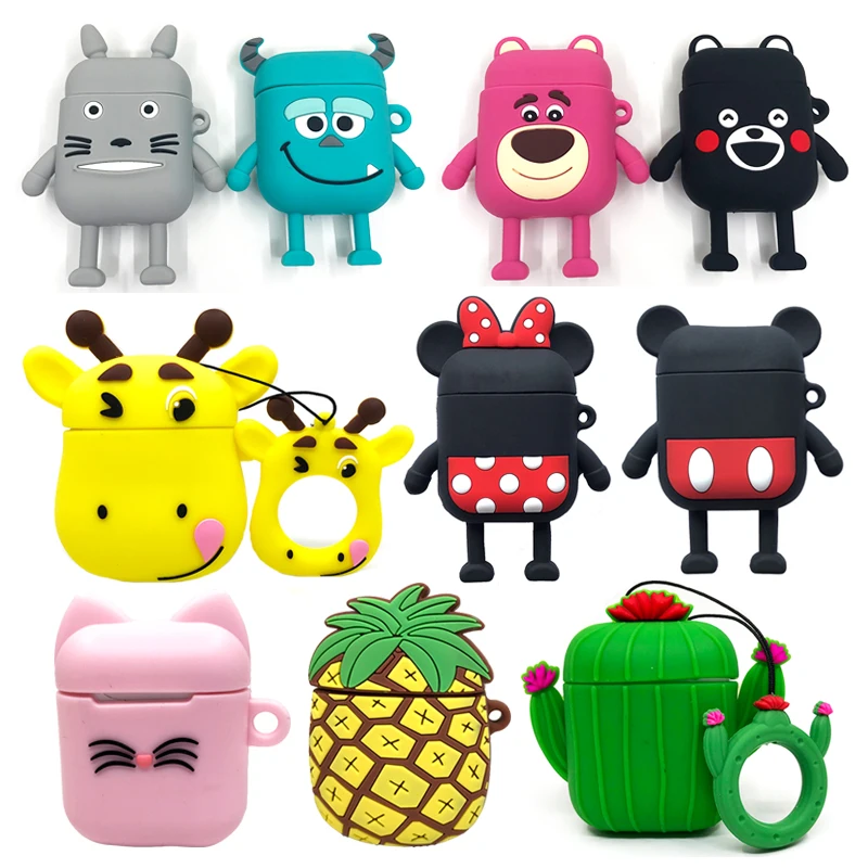 

Cute Bluetooth Wireless Earphone Case For Apple AirPods 1 2 Silicone Charging Cartoon Pattern Cat Stitch Minnie Protective Cover