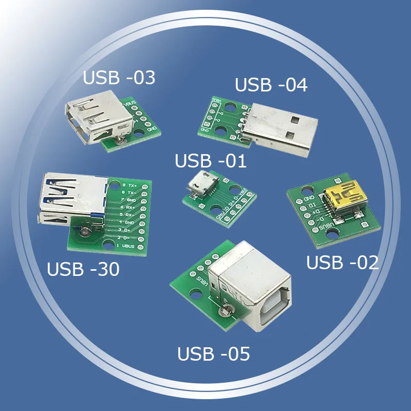 

USB Male Connector / MINI MICRO USB to DIP Adapter 2.54mm 5pin Female Connector B Type USB2.0 Female PCB Converter USB 3.0