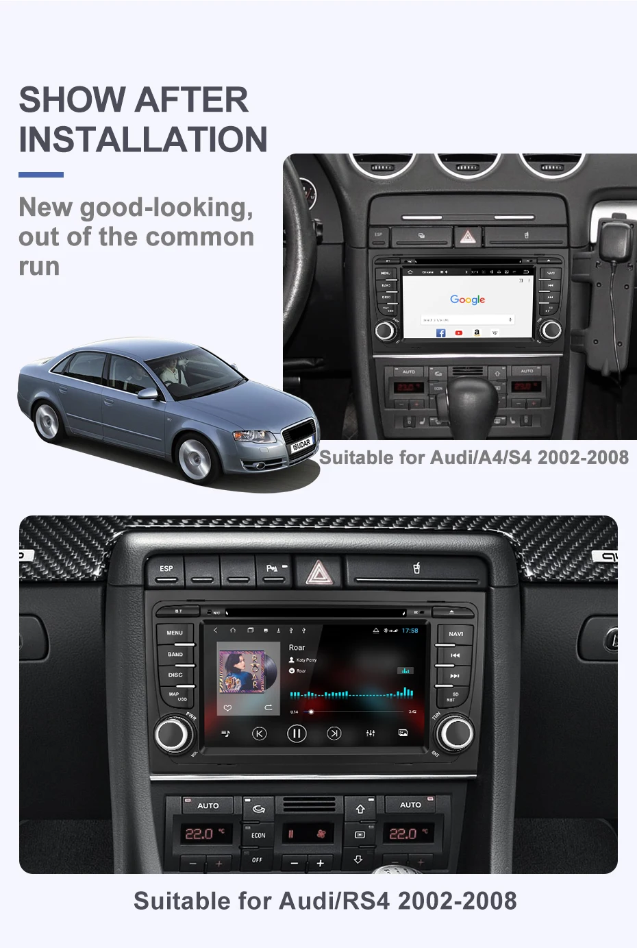 Cheap Isudar H53 Car Multimedia Player 2 Din Auto Radio Android For Audi/A4/S4 2002-2008 GPS DVD 8 Core RAM 4GB ROM 64GB DVR DSP 2
