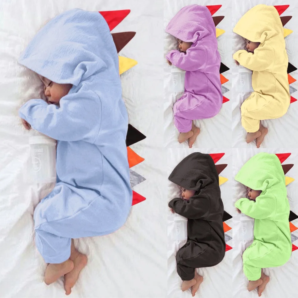 

SZYADEOU Newborn Infant Toddler Baby jumpsuit winter Romper baby Girls Boys Dinosaur Zipper Hooded meisje clothes Outfits Set L4