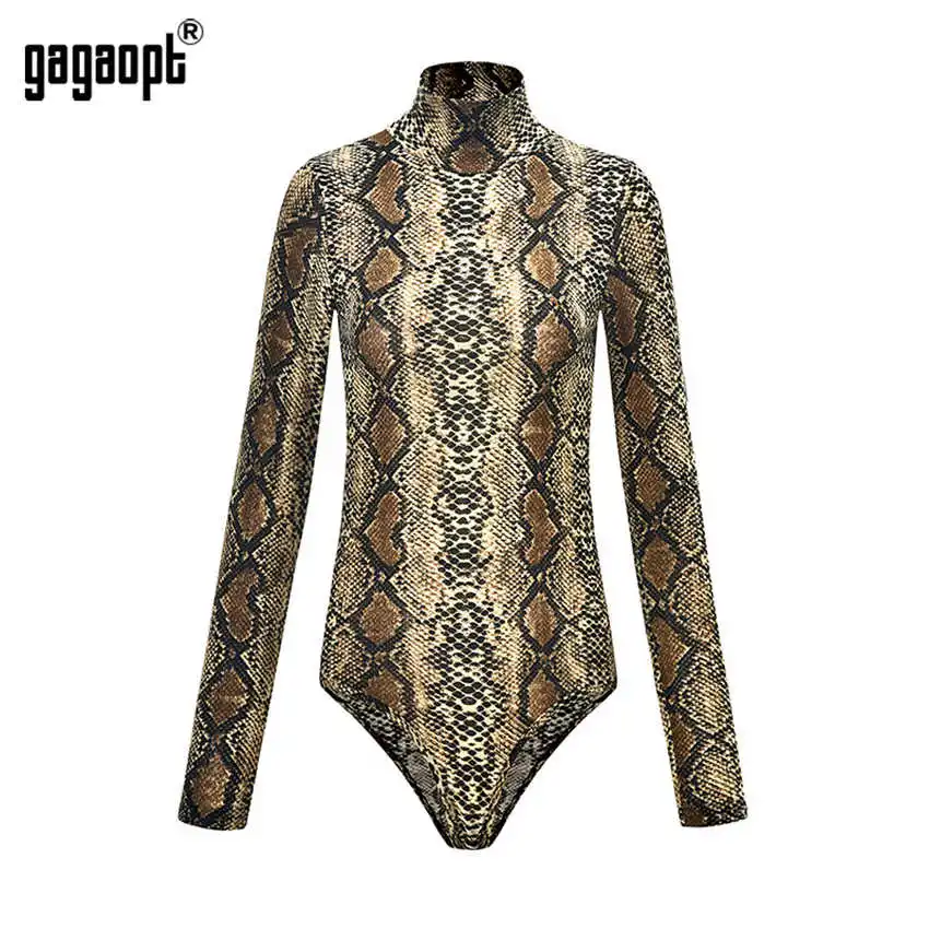 Gagaopt 2019 Leopard Sexy Bodysuit for Women Ladies Long Sleeve Snake Zebra Bodysuit Bodycon Skinny Playsuit Romper Jumpsuit pink bodysuit