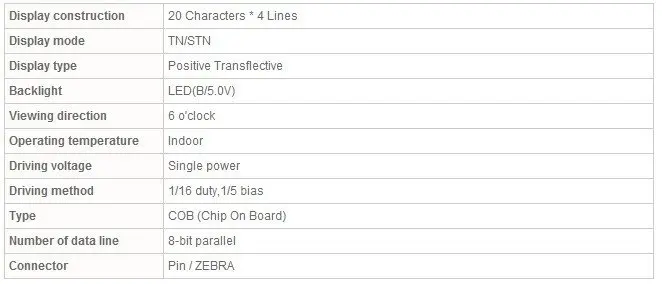 204 20X4 20*4 2004 Character LCD Module LCM Display TN/STN Blue Backlight White Character 5V Logic Circuit HD44780 Compatible