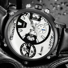 GUANQIN лучший бренд класса люкс Для мужчин спортивный хронограф светящиеся стрелки многофункциональные часы Для Мужчин's Повседневное ретро кожаный ремешок кварцевые часы