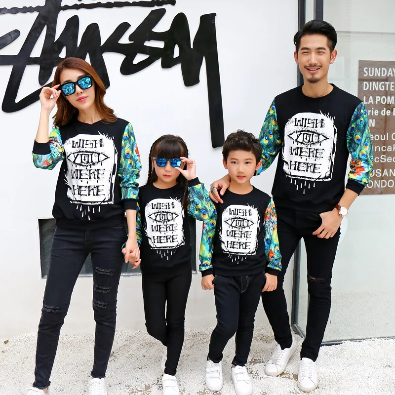 

2018 family matching clothes mother father daughter son outfits clothes hoodies sweatshirts family look harajuku tracksuit
