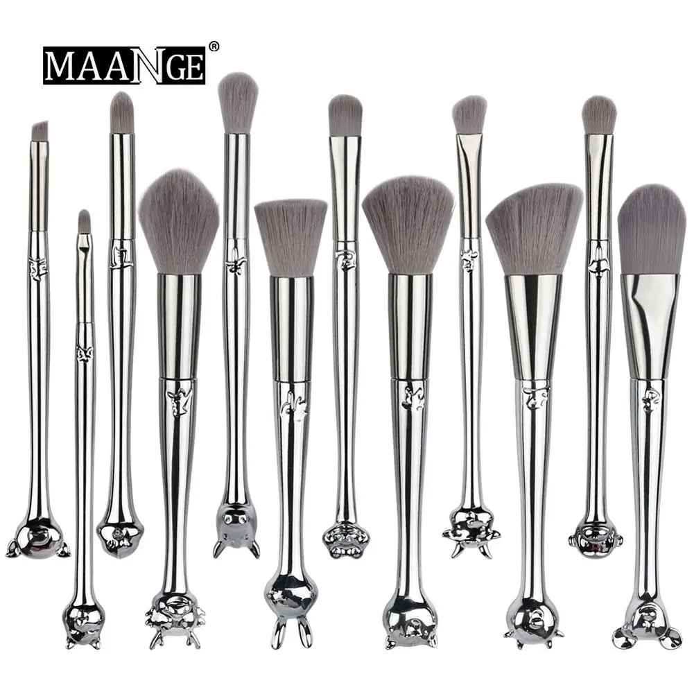 

MAANGE 12Pcs Chinese Zodiac Makeup Brushes Set Foundation Powder Blending Eyeshadow Make Up Brush Cosmetics Beauty Tool With Box