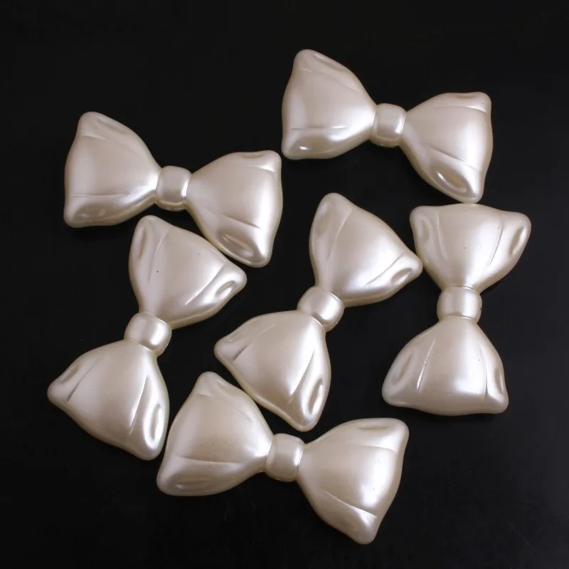 OYKZA Jewelry 55x31mm 45pcs Ivory Color Acrylic Imitation Pearl Bow Beads for Chunky Baby Girls Necklace Making