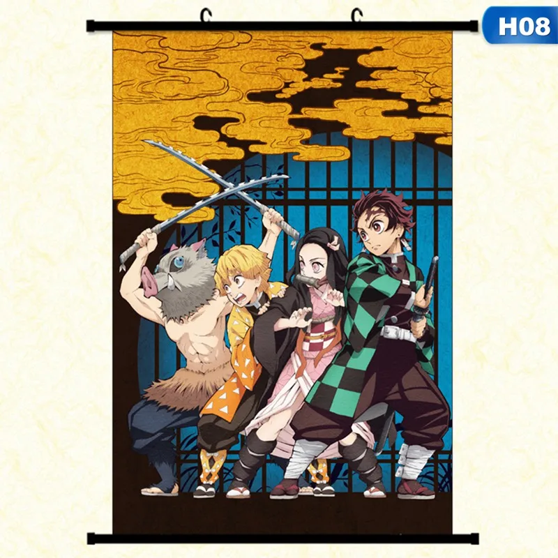 Японское аниме Demon Slayer: Kimetsu No Yaiba Kamado Tanjirou Kamado Nezuko настенный свиток плакат Настенные подвесные плакаты домашний декор - Цвет: 8