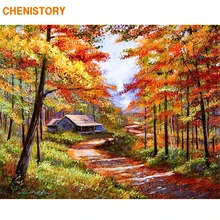 CHENISTORY الخريف الغابات المشهد دهان داي بواسطة أرقام أطقم الاكريليك الطلاء على قماش ديكور المنزل ل جدار فريد الفني