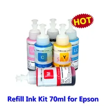 Пополнения чернил комплект 70 мл для Epson L800 L801 печатающий картридж с чернилами нет. T6731/2/3/4/5/6