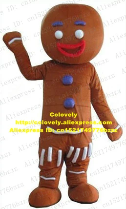 Vivid Brown Gingerbread Man Shrek Mascot Costume Party Suit With Purple Eyebrows Round Head Brown Shoes No.4206 Free Shipping - Mascot - AliExpress