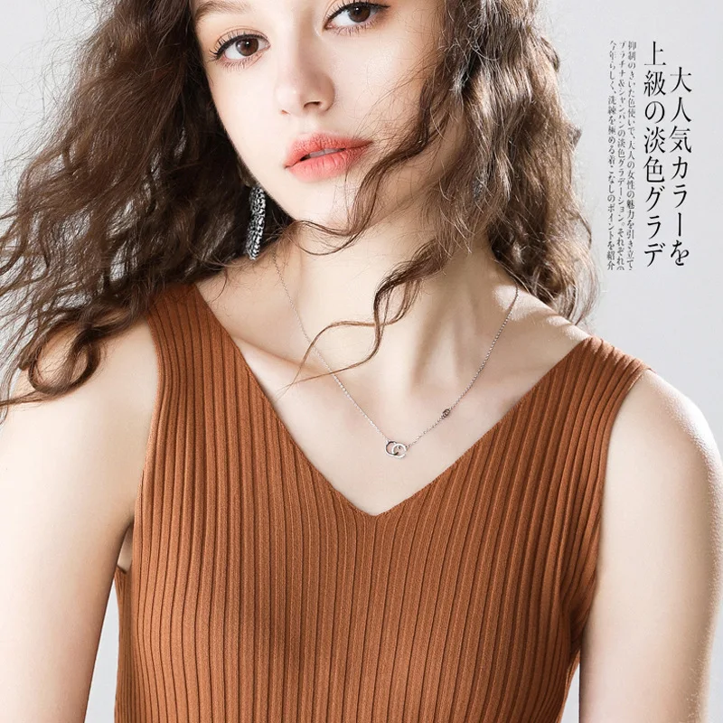 Tanks Camis Women V Neck Vest Summer Autumn Basic Silm Sexy Outwear Tank Tops Soild Color Crop Clothing | Женская одежда