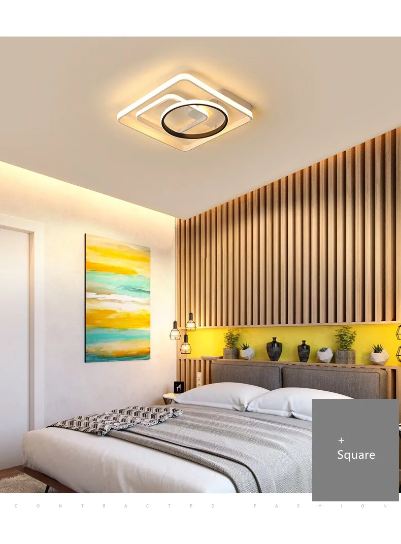 Ceiling Lamp Modern Led Acrylic Shade Living Room Lighting Fixture Bedroom Kitchen Surface Mounted Ceiling Light Aluminum Body lamparas de techo 7