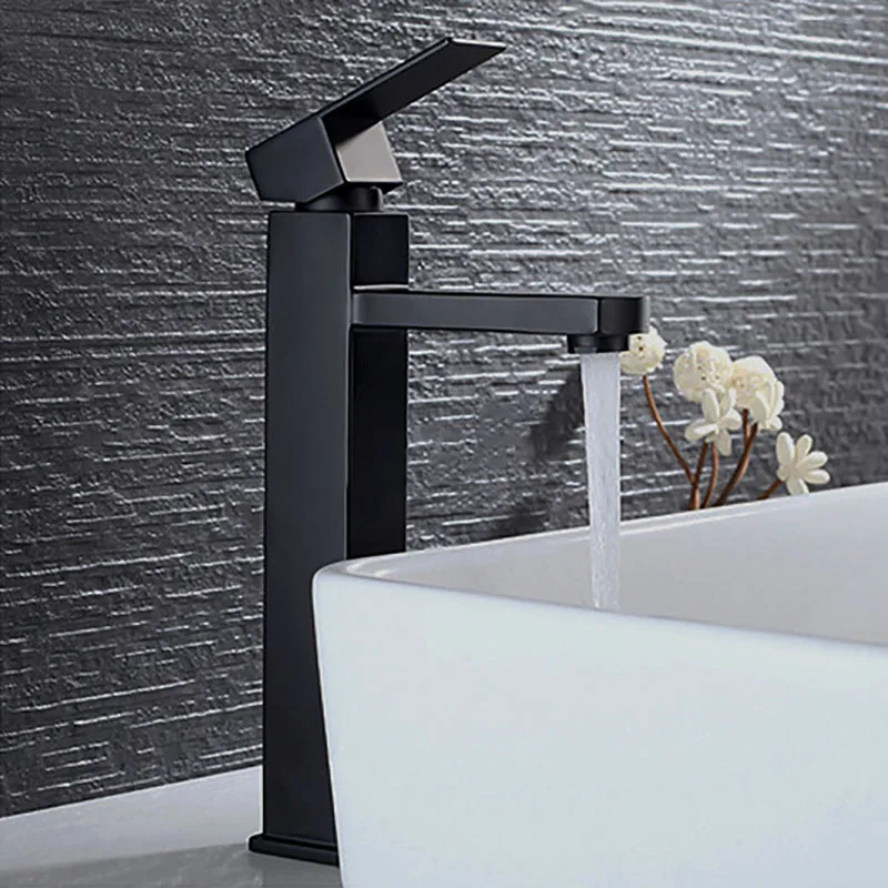 Черный смеситель для умывальника для ванной комнаты, смеситель для воды на бортике, Tapware, квадратный стиль, 2 высоты, для нижнего и верхнего прилавка