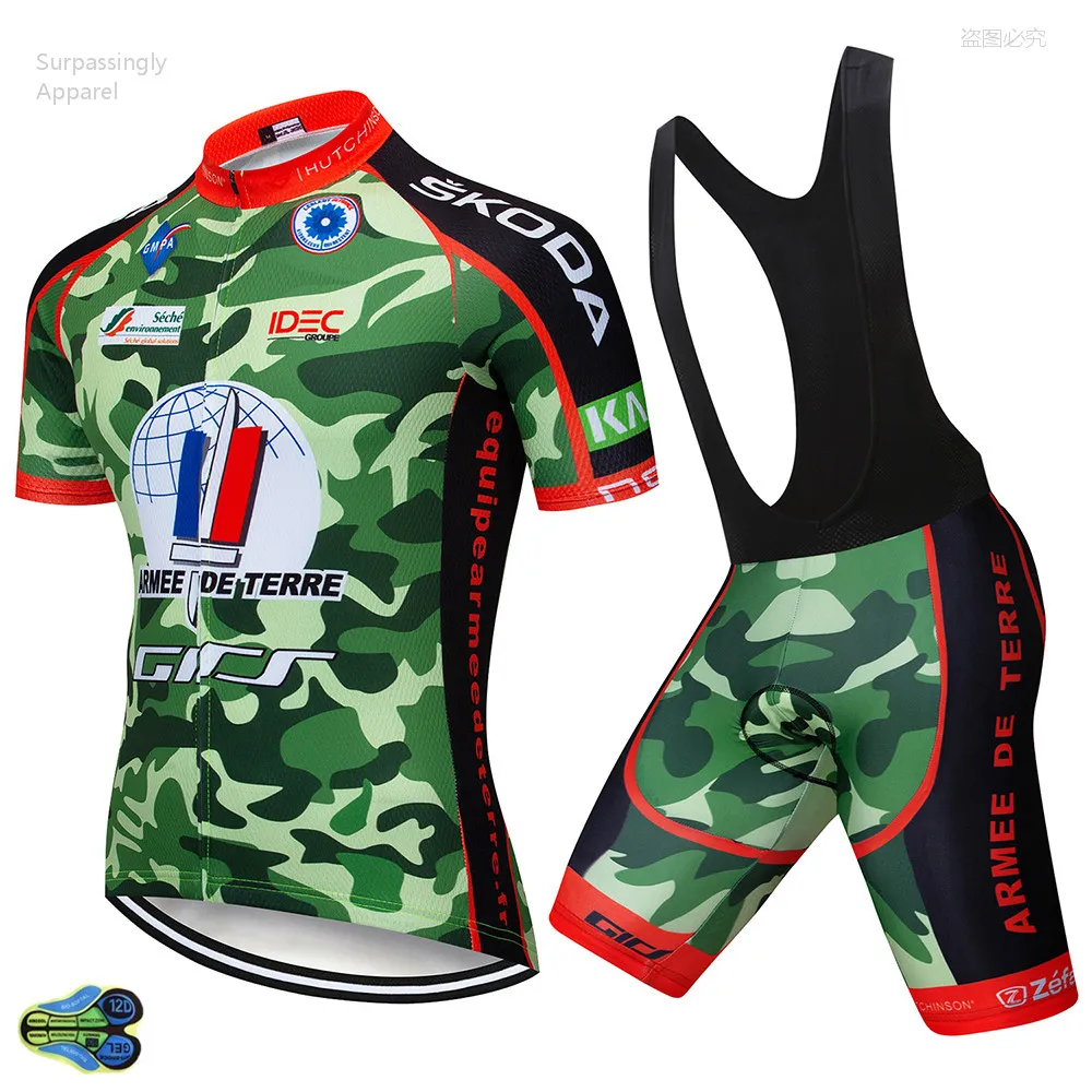 

2019 Camouflage Teams Pro Cycling Jersey 12D Pad Bike Shorts Set Ropa Ciclismo Mens Summer Quick Dry Bike Jersey Sets Maillots