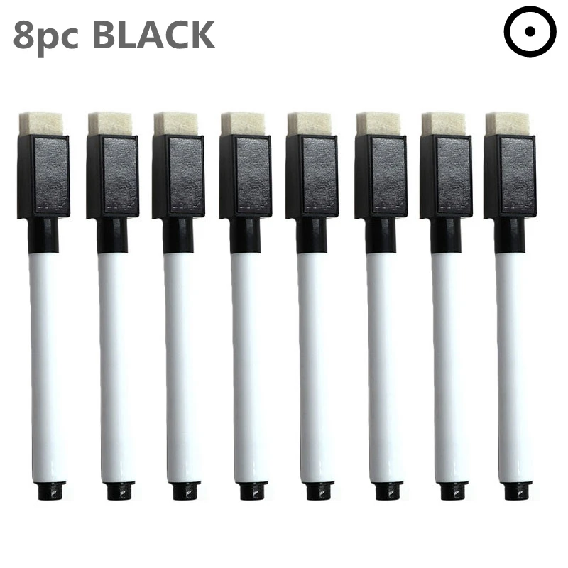 8 шт./лот цветная черная школьная белая Классная доска ручка сухие маркеры для белой доски встроенный ластик для студентов детская ручка для рисования - Цвет: 8pc BLACK