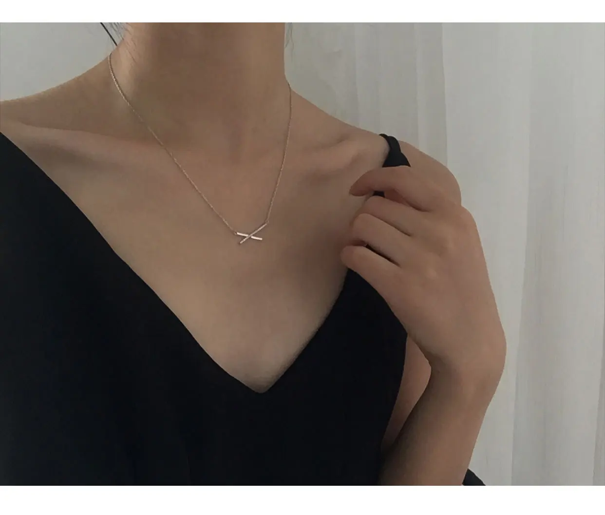 925 Sterling Silver Geometric Cross Necklaces for Women Korean Style Clavicle Necklace Ladies Fashion Minimalist S925 Jewellery