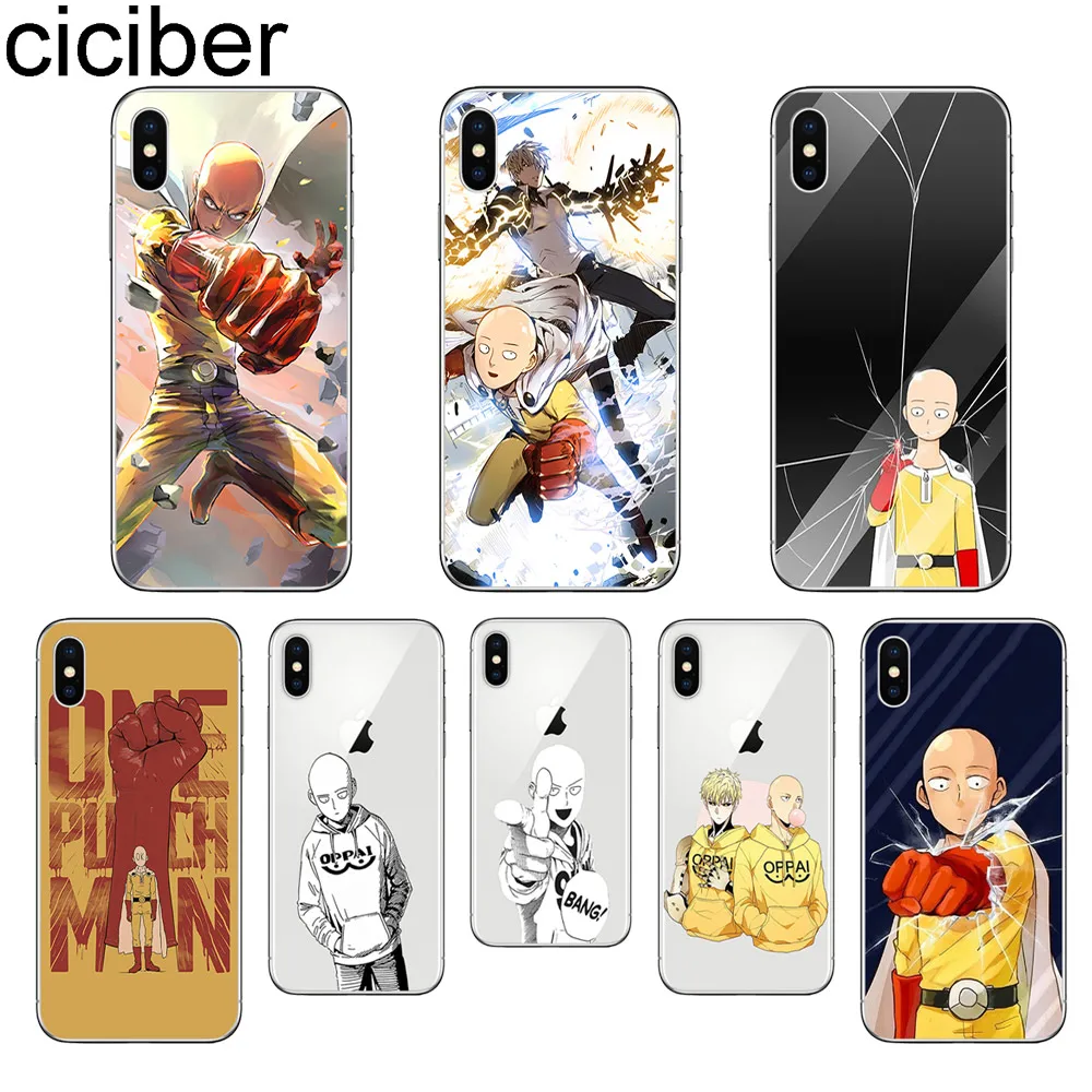 

ciciber One-Punch Man for Apple iPhone 11 Pro Max Phone Case for iPhone X XR XS Max 7 8 6 6S Plus 5S SE Soft TPU Cover Coque