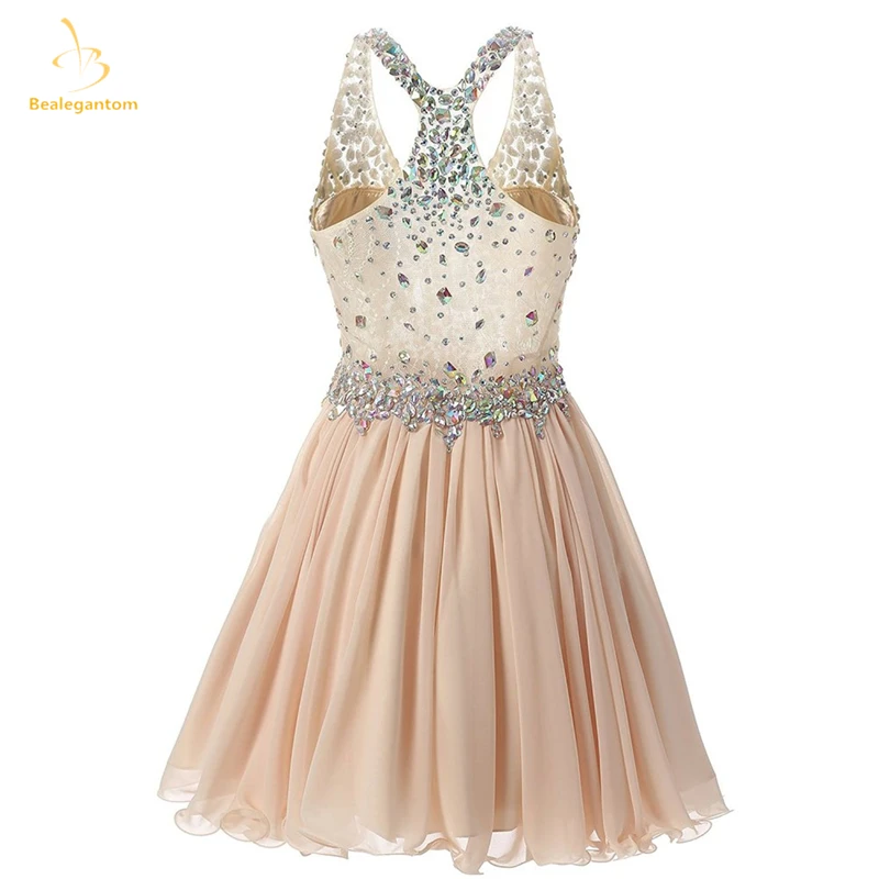 Bealegantom New Sexy Scoop Beaded Short Homecoming Dresses With Crystals Prom Party Dresses Graduation Dress QA1451