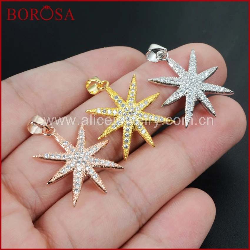 

BOROSA Cubic Zirconia Cooper Crystal Eight-pointstardesign Star Pendant WX042