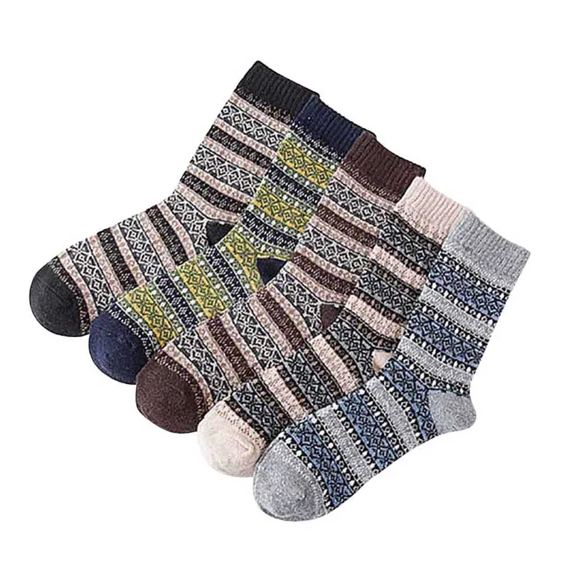 Осенне-зимние женские носки из кроличьей шерсти в стиле ретро, плотные теплые хлопковые носки с тепловым дизайном