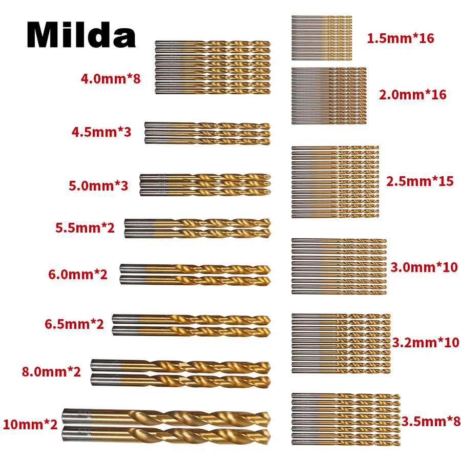 99 шт./компл. твист сверло набор пила набор HSS высокая сталь титановое покрытие сверло деревообрабатывающий инструмент 1,5-мм 10 мм для