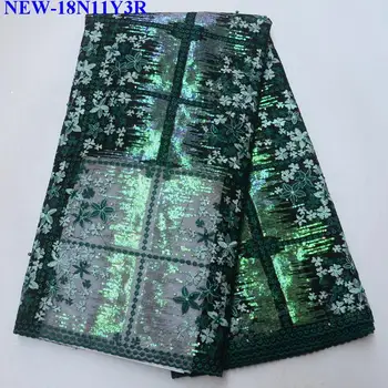 

Nigerian Green Lace Fabric 2018 High Quality Lace French Tulle Lace Fabric sequins African Net Lace Material Fabrics MJE01