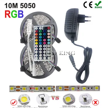 

IP65 waterproof 5M 300led 10M 12V RGB led Strip 5050 SMD 60led/m Flexible + 44key Remote + 12V Transformer Freeshipping