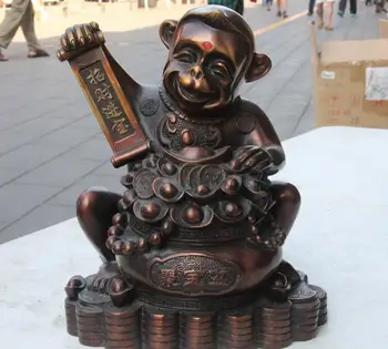 

Chinese Red Copper Monkey Statue craft creative decorations