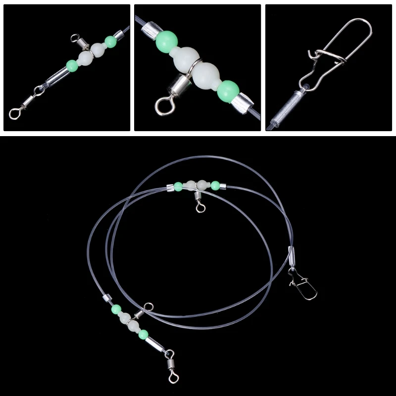 

1 Group Fishing Tackle Line Swivels Night Luminous Beads Pins Rolling Connector