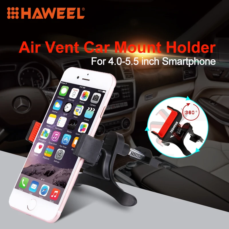 

Universal 4.0-5.5 inch Car Phone Holder Stand 360 Degree adjustable Air Vent Mobile Phone Mount Holder for iPhone 7 7 Plus 6