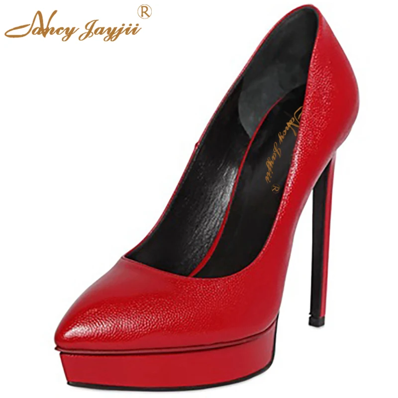 4 red beige En Sexy Pointu dark Bout Nancyjayjii Cuir Chaussures Hauts De Grey Taille amp; Femme À Décontracté Grande Rouge Party Beige Black 16 Mariage Plateforme Talons Noir pqwtRqF