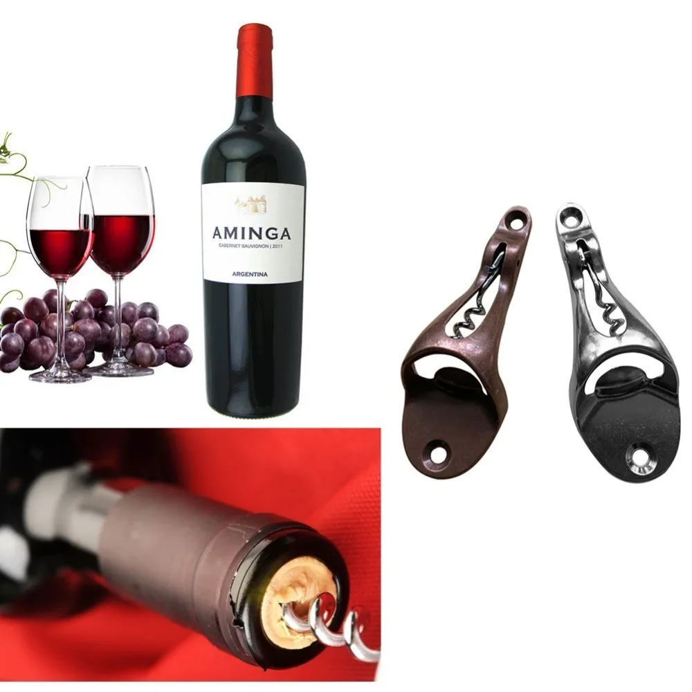 2 In 1 Vintage Bronze Wall Mount Beer/ Red Wine Bottle Opener With