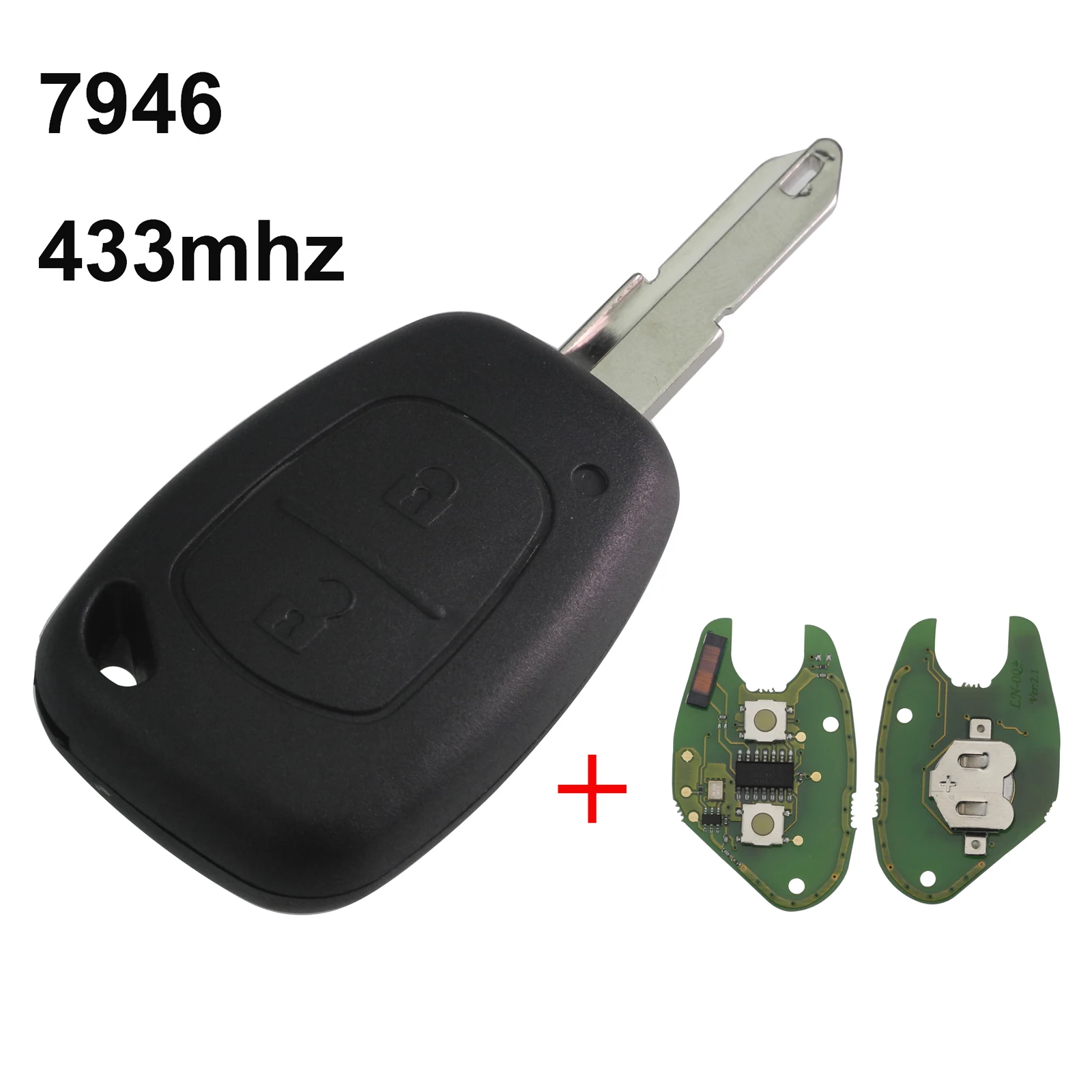 

7946 433MHZ ID 46 Chip Transmister 2 Buttons Remote Car Key for Renault Traffic Master Vivaro Movano Kangoo Remote