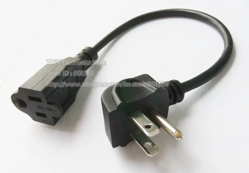 US 3Pin Flat Plug Power Adapter Cord, Nema 5 15P Male Plug to 5 15R