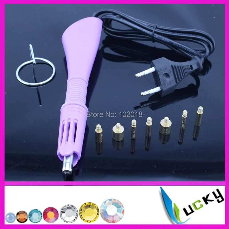 

Best Price ! Fast Heated!! Iron on HotFix Rhinestone Applicator Gun shape Wand Heat-fix Tool with power switch Free Shipping
