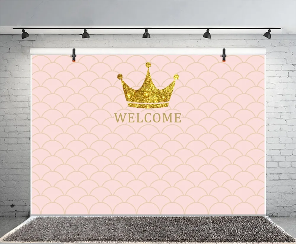Laeacco Cartoon Crown Mermaid Scale Baby Birthday Photography Backgrounds Customized Photographic Backdrops For Photo Studio Laeacco Cartoon Crown Mermaid Scale Baby Birthday Photography Backgrounds Customized Photographic Backdrops For Photo Studio
