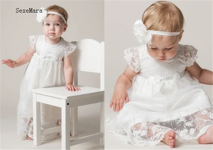 

Ivory White Lace Baby Girls Christening Dress Baptism Gown Soft Lace Floor Length