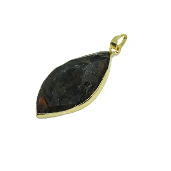 

5pc Gold bezel natural labradorite stone pendant for women oval long large big deep grey Jewelry accessories amulet energy heal