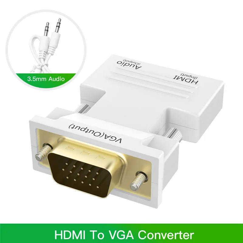 Hdmi-vga адаптер с аудио кабелем HD 1080P цифро-аналоговые аудио и видео HDTV конвертер кабель для ноутбука PS3 коробка проектора - Цвет: White