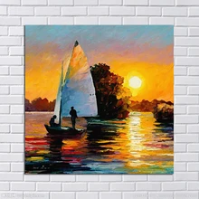 Home Decoration Handpainted Modern sea painting Wall Stickers Beautiful Sea View Oil Painting On Canvas Sunset Scenery Pictures collabro westcliff on sea