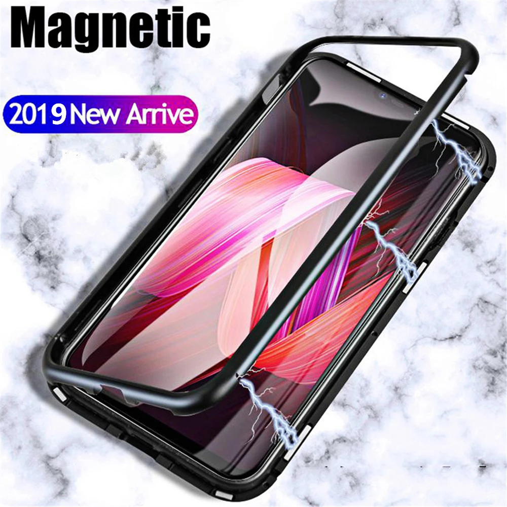 

Magnetic Adsorption Phone Case For OnePlus 7 Pro One Plus 6T Tempered Glass Back Cover Metal Case For Oneplus 7 5T One Plus 6 6t