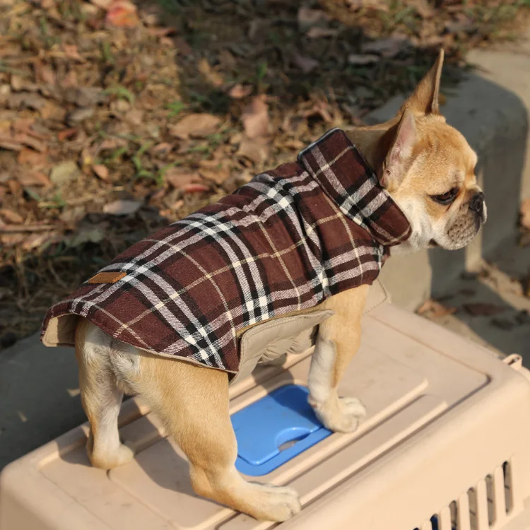 Водонепроницаемая Двусторонняя Куртка для собак, дизайнерское теплое клетчатое зимнее пальто для собак, одежда для домашних животных, эластичная одежда для маленьких и больших собак, зимняя одежда