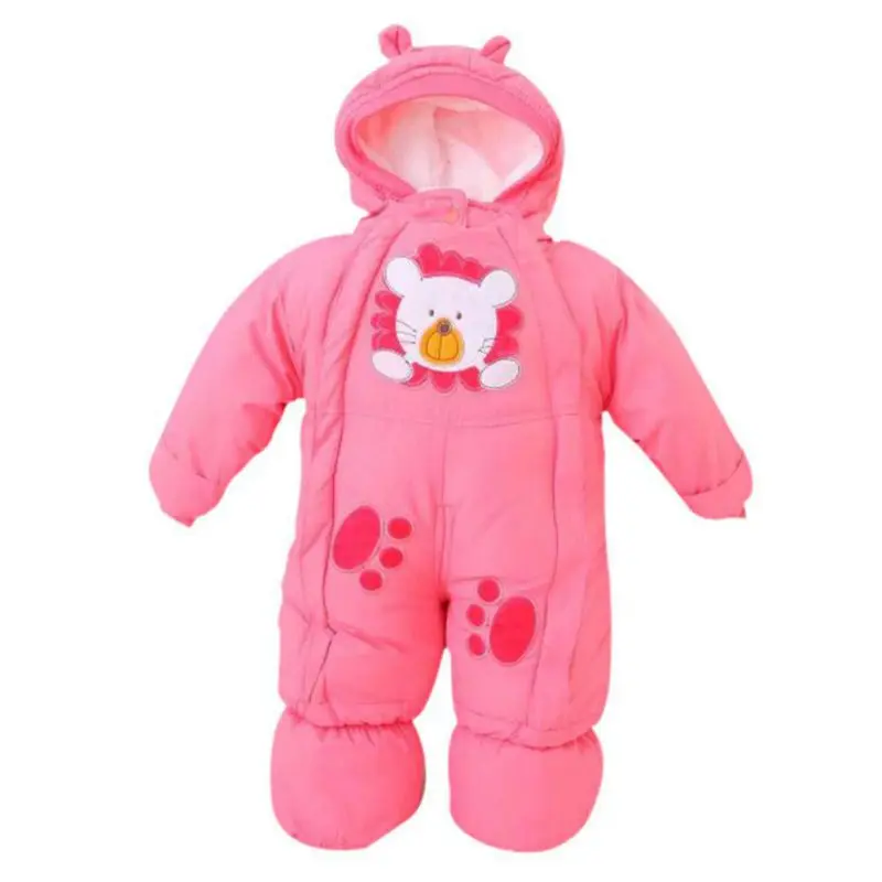 

2017 Autumn Winter Long Sleeve Hooded Romper Baby Clothes Print Pattern Thicker Cute Baby Boy Girl Clothes Romper