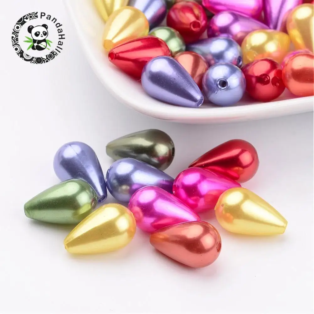 

Imitation Pearl Acrylic Beads, ABS, Drop, Mixed Color, 16x10mm, Hole: 1mm; about 600pcs/pound