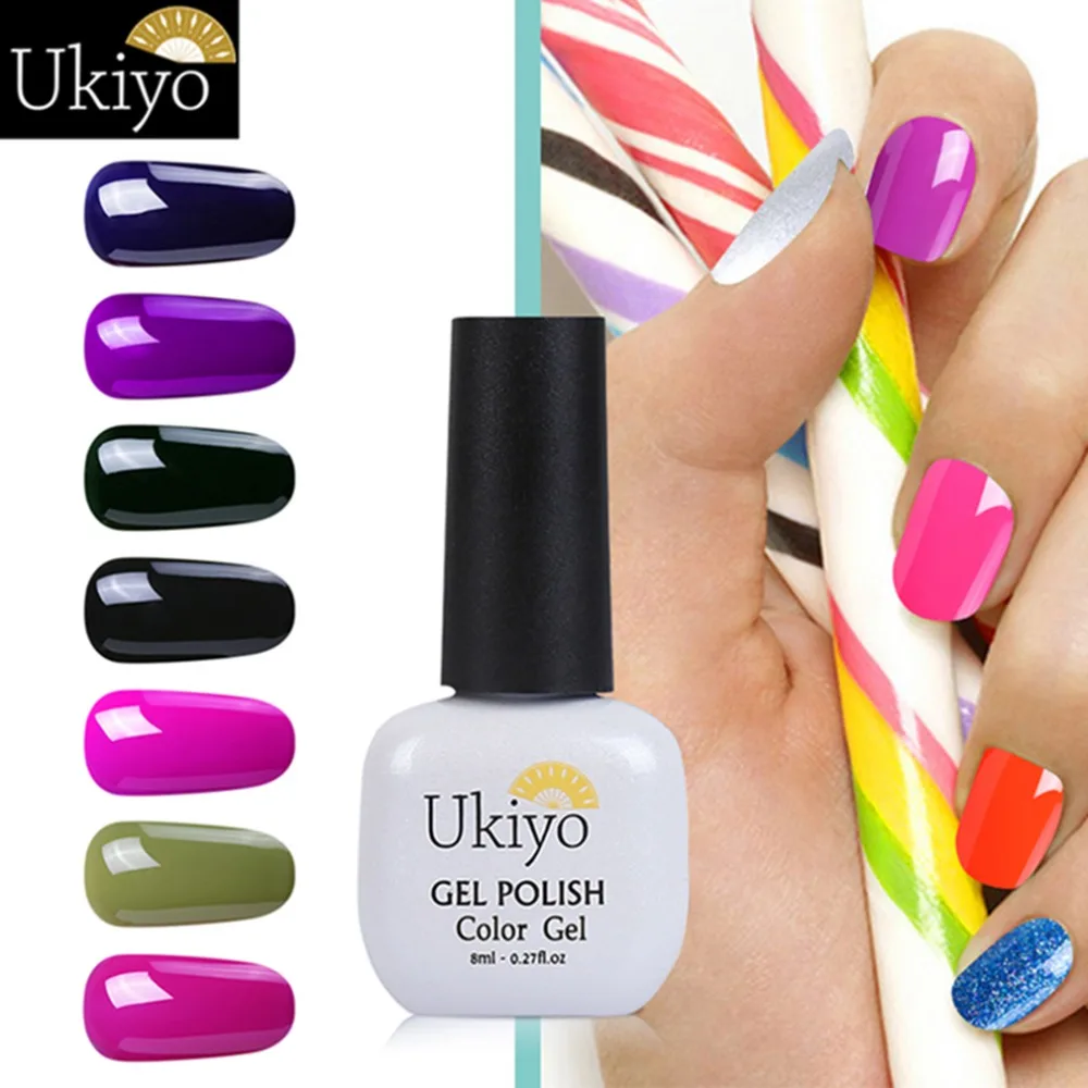 

Ukiyo Gel Nail 8ML Pure Color UV Gel Polish Soak Off Gel Lacquer Bling Primer Varnish Base Top Hybrid Varnishes Gellak Lucky Ink