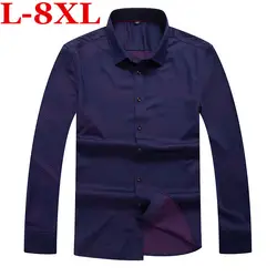 Большие размеры Тонкий стрейч Мужская рубашка с длинными рукавами chemise homme Бизнес Повседневная рубашка воротник печати платье работник