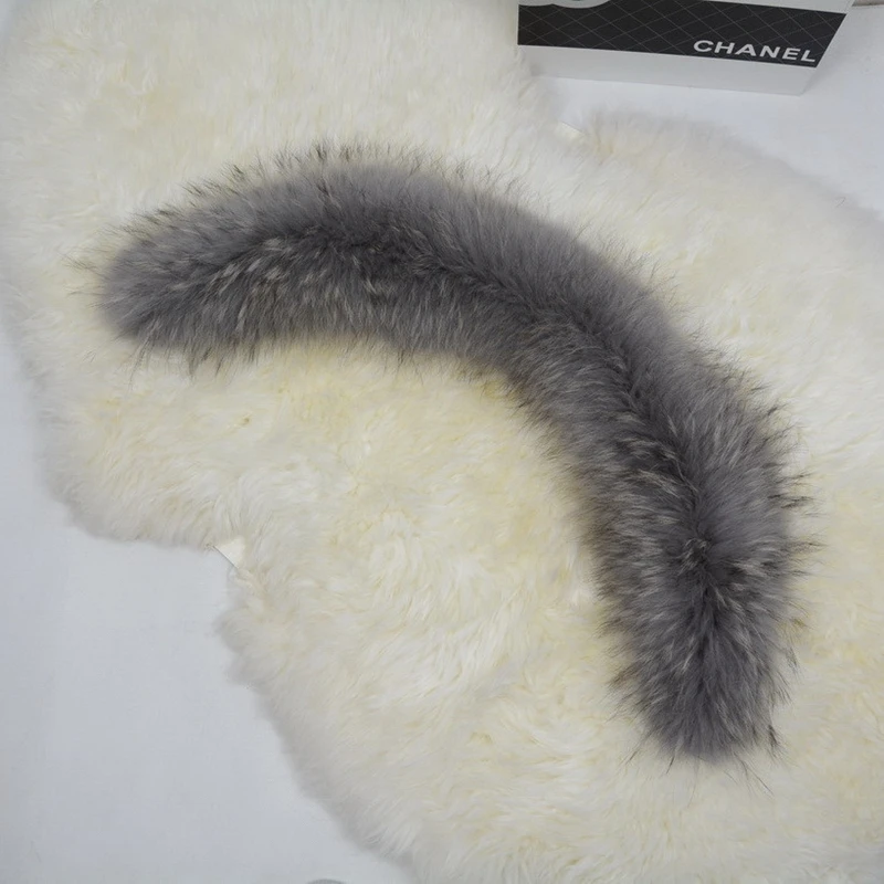 Зимние женские натуральный мех енота воротник теплый натуральный шарф подкладка 80 см для парка капюшон отделка оптом S1080WS