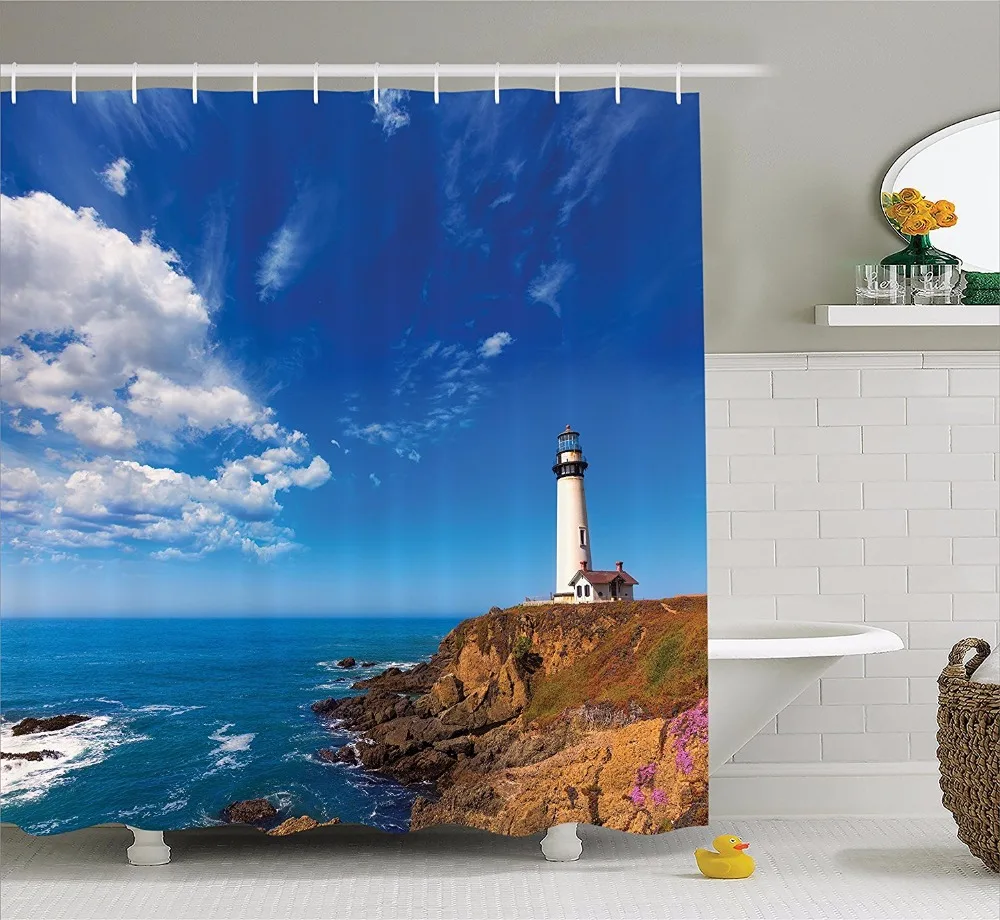 High Quality Arts Shower Curtains California Pigeon Point Lighthouse In Cabrillo Coastal Highway