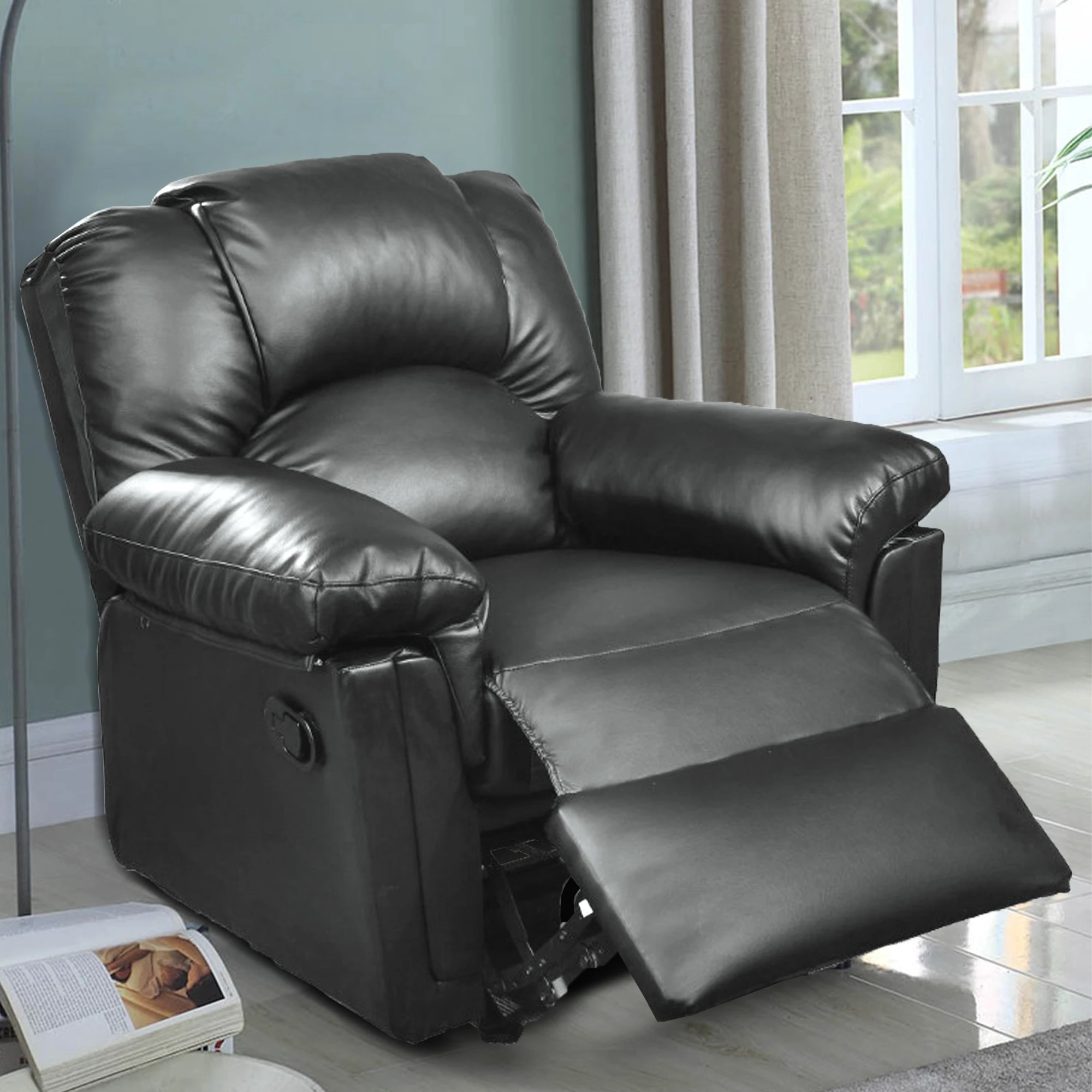 Bonded Leather Rocker/Recliner Black (4)