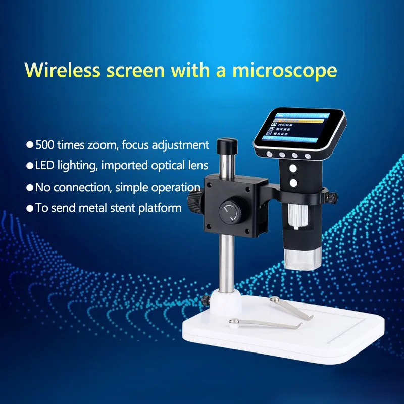 HD 500x Microscope with Screen USB Electronic HD Wireless Video